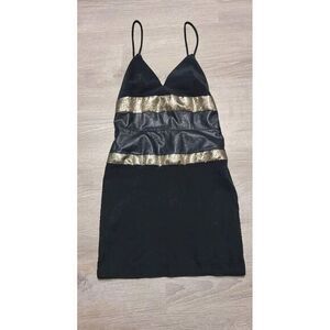 Hot & Delicious‎ Women's Black W/ Gold Stripes Sleeveless Dress Size Medium